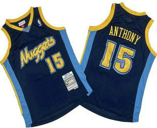 Men's Denver Nuggets #15 Carmelo Anthony Navy 2006 Throwback Swingman Jersey