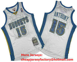 Men's Denver Nuggets #15 Carmelo Anthony White 2006-07 Hardwood Classics Throwback Jersey