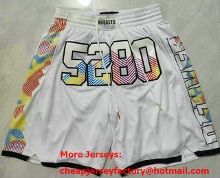 Men's Denver Nuggets White City Sponsor Swingman Shorts