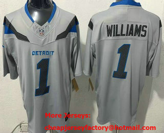 Men's Detroit Lions #1 Jameson Williams Grey 2026 FUSE Rivalries Collection Limited Stitched Jersey