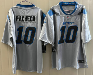 Men's Detroit Lions #10 Isiah Pacheco Grey 2026 Vapor Rivalries Collection Limited Stitched Jersey
