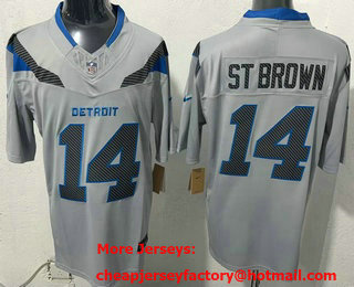 Men's Detroit Lions #14 Amon Ra St Brown Grey 2026 FUSE Rivalries Collection Limited Stitched Jersey