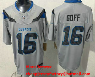 Men's Detroit Lions #16 Jared Goff Grey 2026 FUSE Rivalries Collection Limited Stitched Jersey