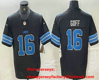 Men's Detroit Lions #16 Jared Goff Limited Black 2024 FUSE Vapor Jersey