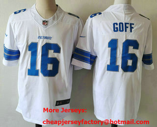 Men's Detroit Lions #16 Jared Goff Limited White 2024 Vapor Stitched Jersey