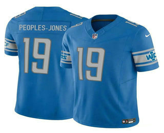 Men's Detroit Lions #19 Donovan Peoples Jones Blue 2023 FUSE Vapor Limited Stitched Jersey