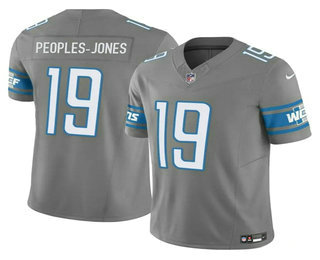 Men's Detroit Lions #19 Donovan Peoples Jones Grey 2023 FUSE Vapor Limited Stitched Jersey