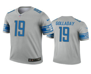 Men's Detroit Lions #19 Kenny Golladay Gray Inverted Legend Jersey