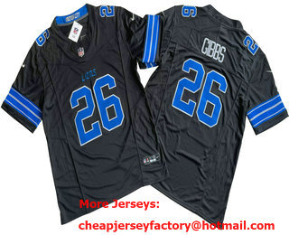 Men's Detroit Lions #26 Jahmyr Gibbs Limited Black 2024 FUSE Vapor Jersey