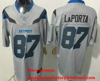 Men's Detroit Lions #87 Sam Laporta Grey 2026 FUSE Rivalries Collection Limited Stitched Jersey