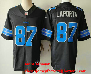 Men's Detroit Lions #87 Sam Laporta Limited Black 2024 FUSE Vapor Jersey