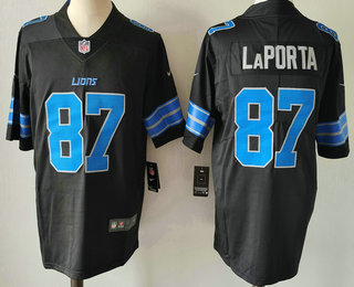 Men's Detroit Lions #87 Sam Laporta Limited Black 2024 Vapor Stitched Jersey