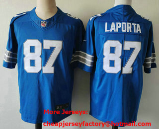 Men's Detroit Lions #87 Sam Laporta Limited Blue 2024 Vapor Stitched Jersey