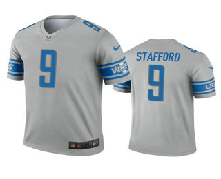 Men's Detroit Lions #9 Matthew Stafford Gray Inverted Legend Jersey