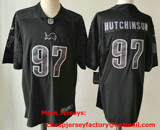 Men's Detroit Lions #97 Aidan Hutchinson Black Reflective Limited Stitched Football Jersey