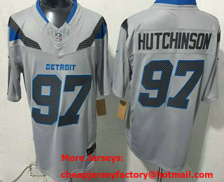 Men's Detroit Lions #97 Aidan Hutchinson Grey 2026 FUSE Rivalries Collection Limited Stitched Jersey