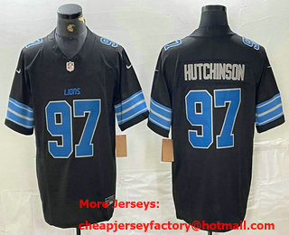 Men's Detroit Lions #97 Aidan Hutchinson Limited Black 2024 FUSE Vapor Jersey