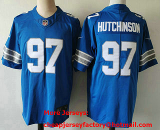 Men's Detroit Lions #97 Aidan Hutchinson Limited Blue 2024 Vapor Stitched Jersey