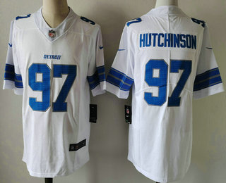 Men's Detroit Lions #97 Aidan Hutchinson Limited White 2024 Vapor Jersey