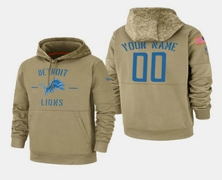 Men's Detroit Lions Custom 2019 Salute to Service Sideline Therma Pullover Hoodie