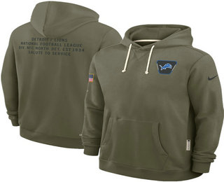 Men's Detroit Lions Olive 2025 Salute to Service Pullover Hoodie