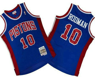 Men's Detroit Pistons #10 Dennis Rodman Blue 1988 Throwback Swingman Jersey