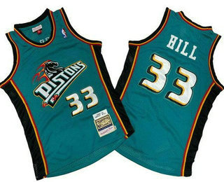 Men's Detroit Pistons #33 Grant Hill Green 1998 Throwback Swingman Jersey
