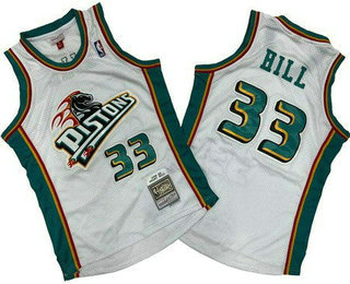 Men's Detroit Pistons #33 Grant Hill White 1998 Throwback Swingman Jersey