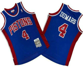 Men's Detroit Pistons #4 Joe Dumars Blue 1988 Throwback Swingman Jersey
