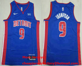 Men's Detroit Pistons #9 Ausar Thompson Blue Icon Sponsor Edition Stitched Jersey