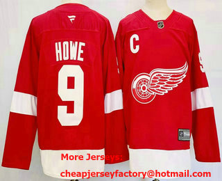 Men's Detroit Red Wings #9 Gordie Howe Fanatics Authentic Jersey