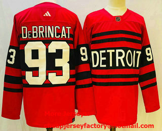 Men's Detroit Red Wings #93 Alex DeBrincat Red 2022 Reverse Retro Authentic Jersey
