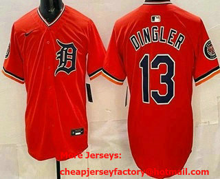 Men's Detroit Tigers #13 Dillon Dingler Orange Limited Jersey