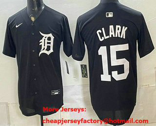 Men's Detroit Tigers #15 Max Clark Black Cool Base Stitched Jersey