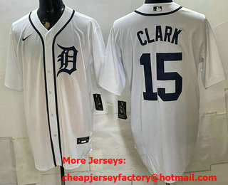 Men's Detroit Tigers #15 Max Clark White Cool Base Stitched Jersey