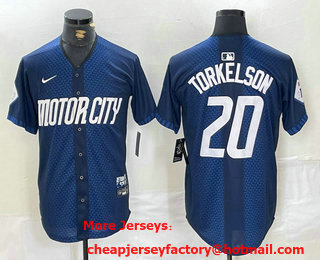 Men's Detroit Tigers #20 Spencer Torkelson 2024 Navy City Connect Cool Base Limited Stitched Jersey