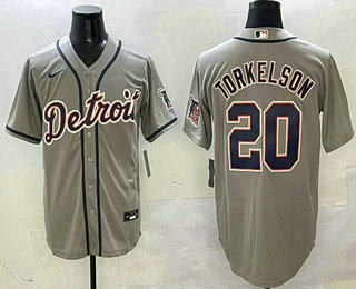 Men's Detroit Tigers #20 Spencer Torkelson Grey Stitched Cool Base Nike Jersey