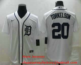 Men's Detroit Tigers #20 Spencer Torkelson White Stitched Cool Base Nike Jersey