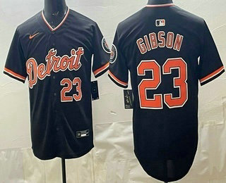 Men's Detroit Tigers #23 Kirk Gibson Black Stadium Jersey