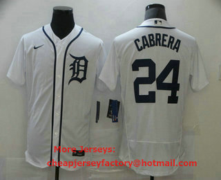 Men's Detroit Tigers #24 Miguel Cabrera White Stitched MLB Flex Base Nike Jersey