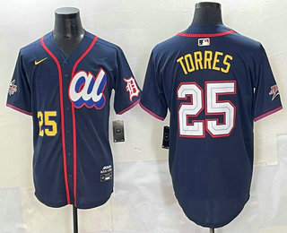 Men's Detroit Tigers #25 Gleyber Torres Navy 2025 All Star Limited Stitched Jersey