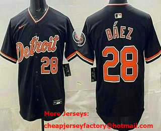 Men's Detroit Tigers #28 Javier Baez Navy Limited Jersey
