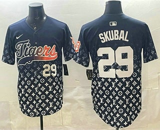 Men's Detroit Tigers #29 Tarik Skubal Black With Patch Vapor Premier Limited Stitched Baseball Jersey