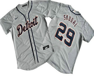 Men's Detroit Tigers #29 Tarik Skubal Gray Cool Base Jersey