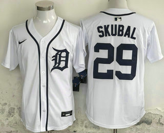 Men's Detroit Tigers #29 Tarik Skubal White Limited Stitched Jersey