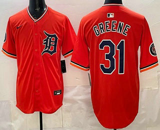 Men's Detroit Tigers #31 Riley Greene Orange Limited Jersey