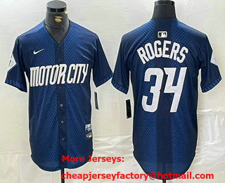 Men's Detroit Tigers #34 Jake Rogers 2024 Navy City Connect Cool Base Limited Stitched Jersey
