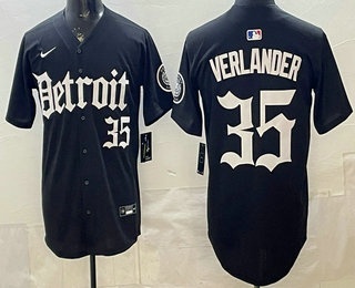 Men's Detroit Tigers #35 Justin Verlander Black Limited Jersey