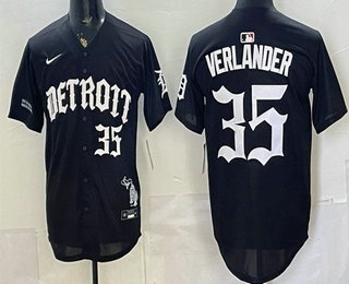 Men's Detroit Tigers #35 Justin Verlander Black Motor Gothic Edition Vapor Premier Limited Stitched Jersey