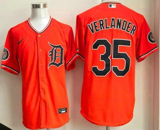 Men's Detroit Tigers #35 Justin Verlander Orange Stadium Jersey